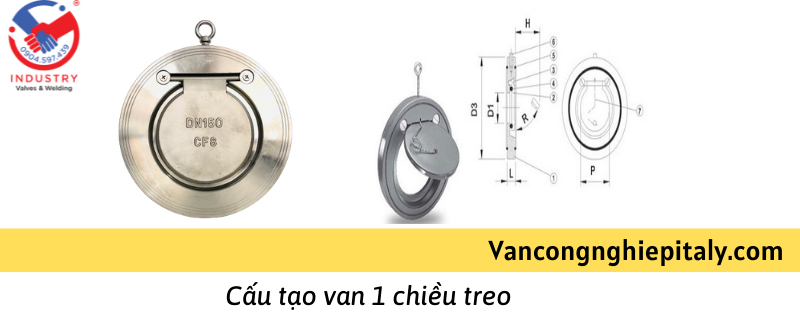 cấu tạo van một chiều đĩa dạng treo