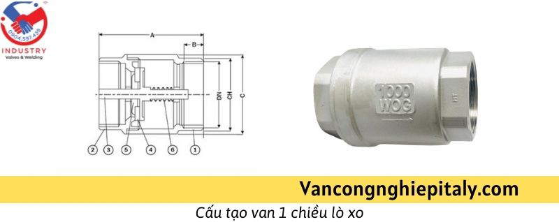 cấu tạo van 1 chiều lò xo