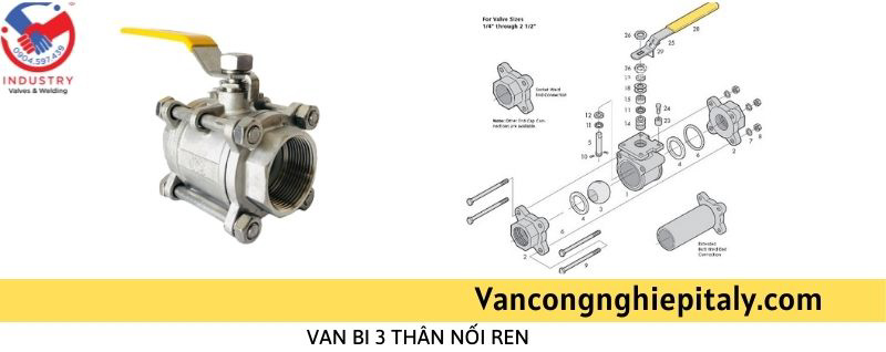 Cấu tạo van 3 pc nối ren