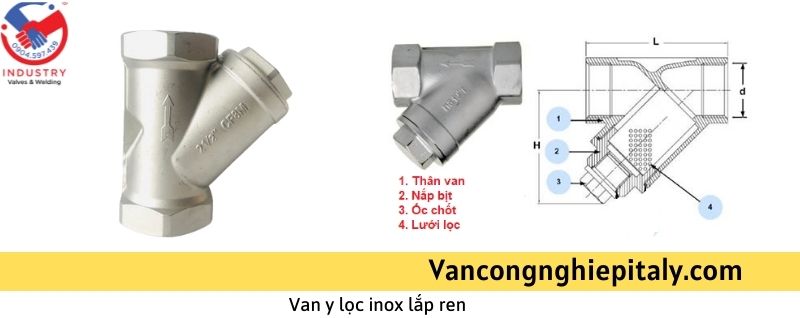 cấu tạo van y lọc inox