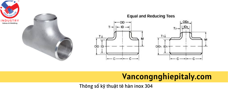 Thông số kỹ thuật tê hàn inox 304