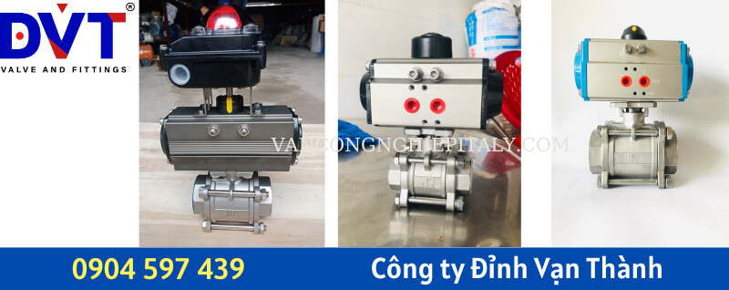 van bi inox nối ren lắp đầu khí nén