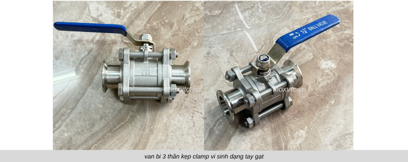 van bi 3 mảnh vi sinh kẹp clamp