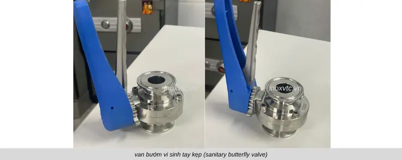 van bướm inox vi sinh tay gạt