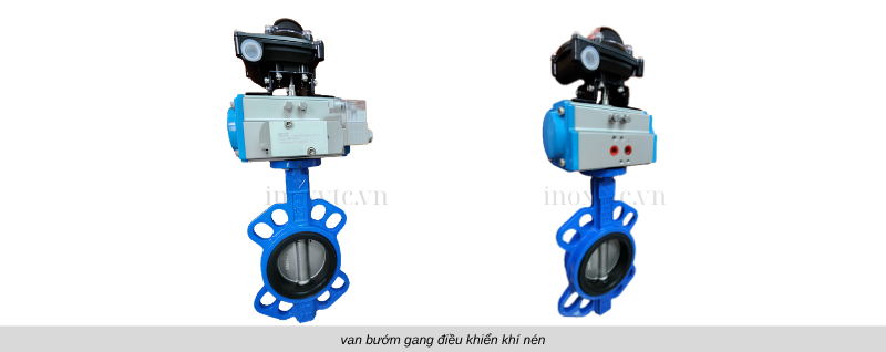 van bướm gang điều khiển bằng đầu khí nén