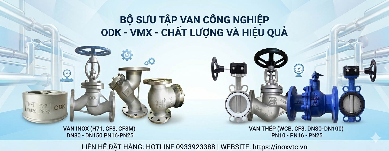 tổng hợp van công nghiệp chính hãng hiệu ODK, hiệu VMX, chất lượng cao, tiêu chuẩn quốc tế