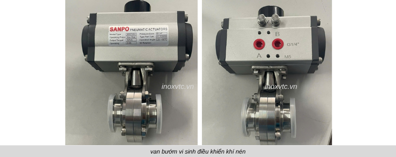 van bướm vi sinh điều khiển khí nén